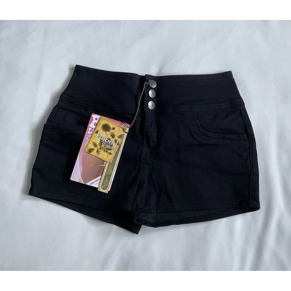 Hybrid & Company Bermuda Shorts Size 9 Womens Black Stretch Cotton